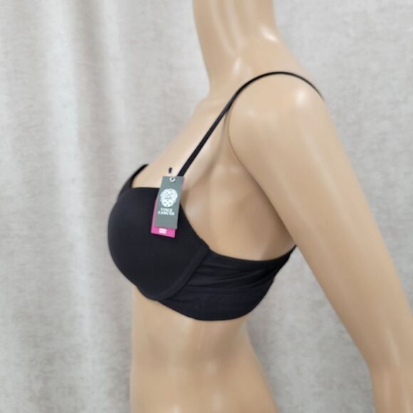 Vince Camuto Black Logo Band Bra Push Up Underwire Women's 38B NEW - Picture 3 of 9